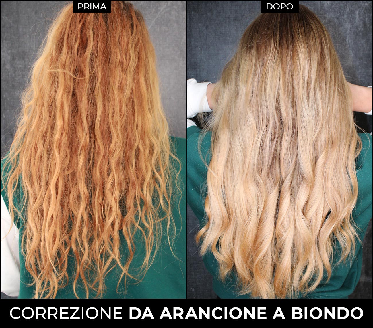 Correzione colore capelli da arancione a biondo Bari